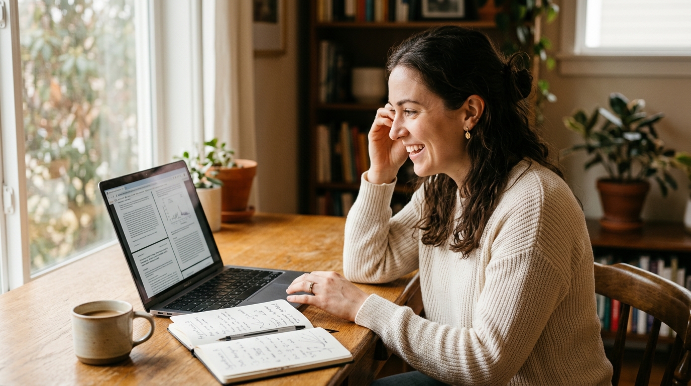 Woman discovering stress hormone and blood sugar connection