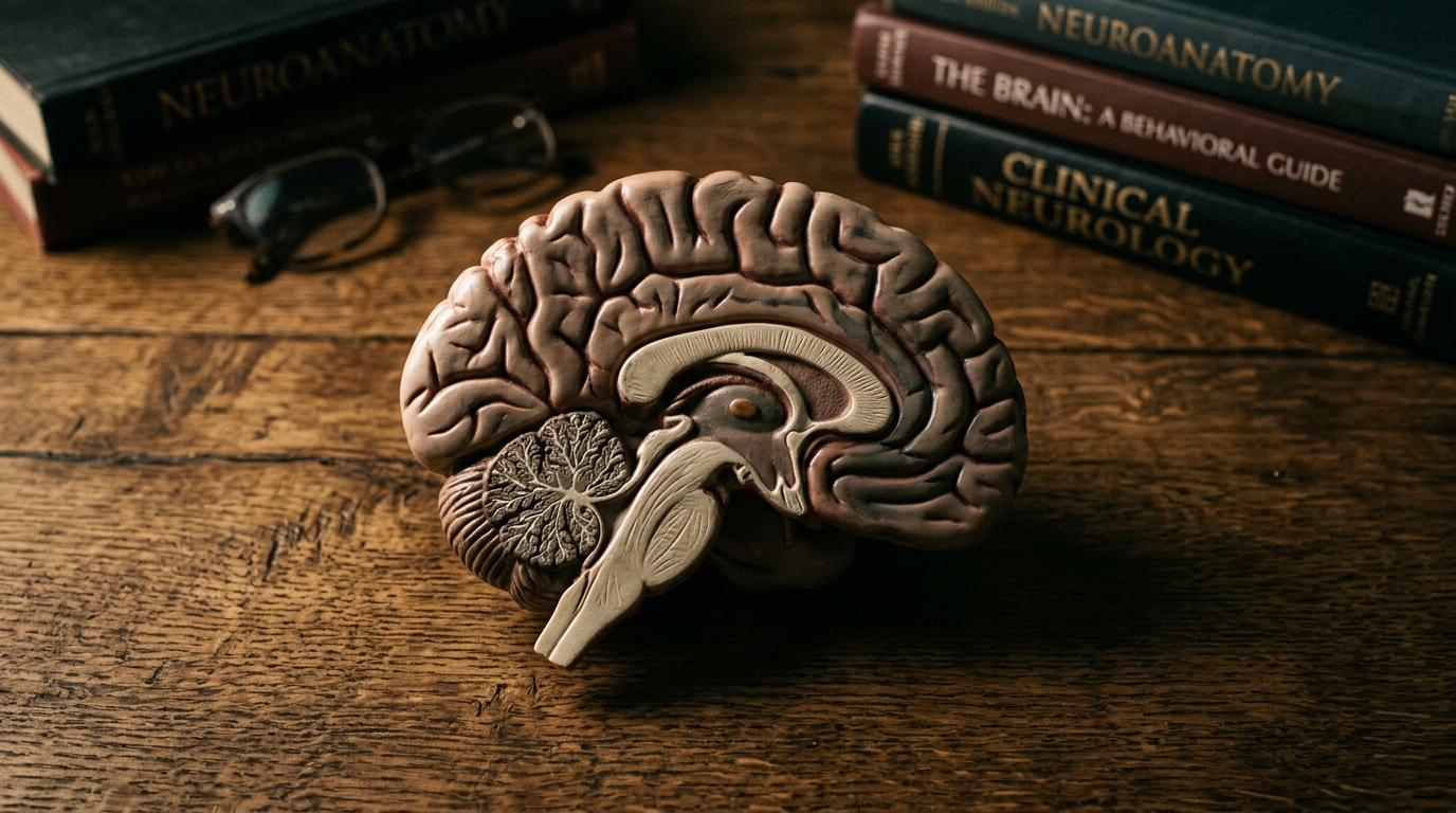 brain anatomy model showing cognitive regions