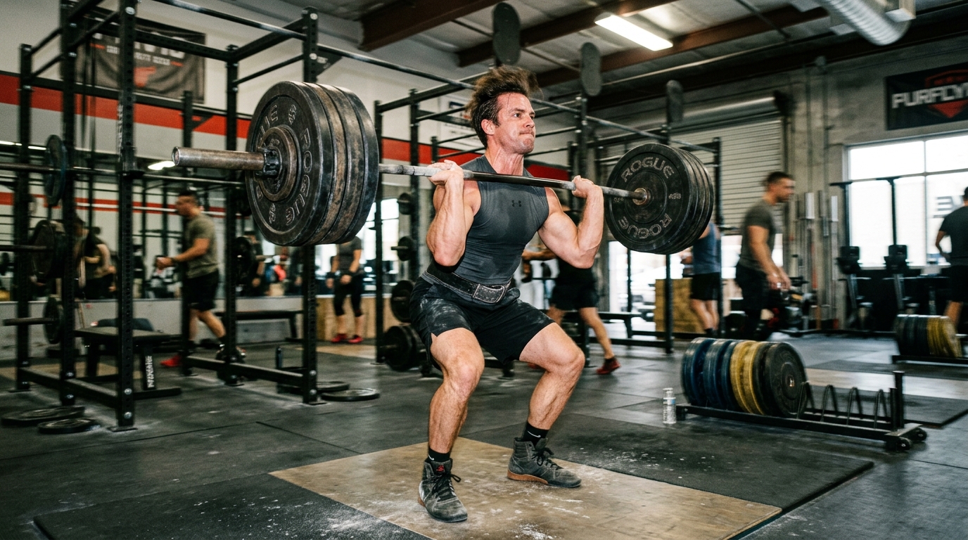 man performing explosive squat with perfect form