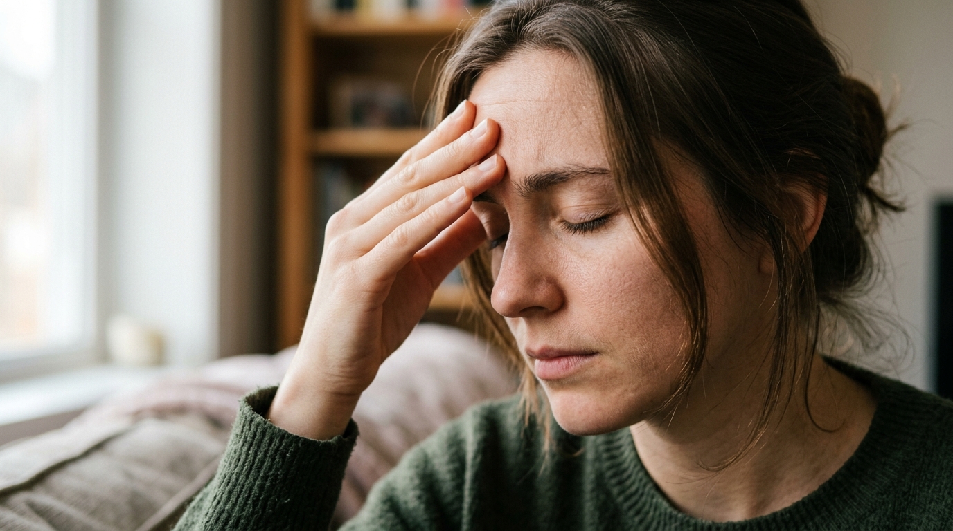woman concentrating internal awareness hormone signals