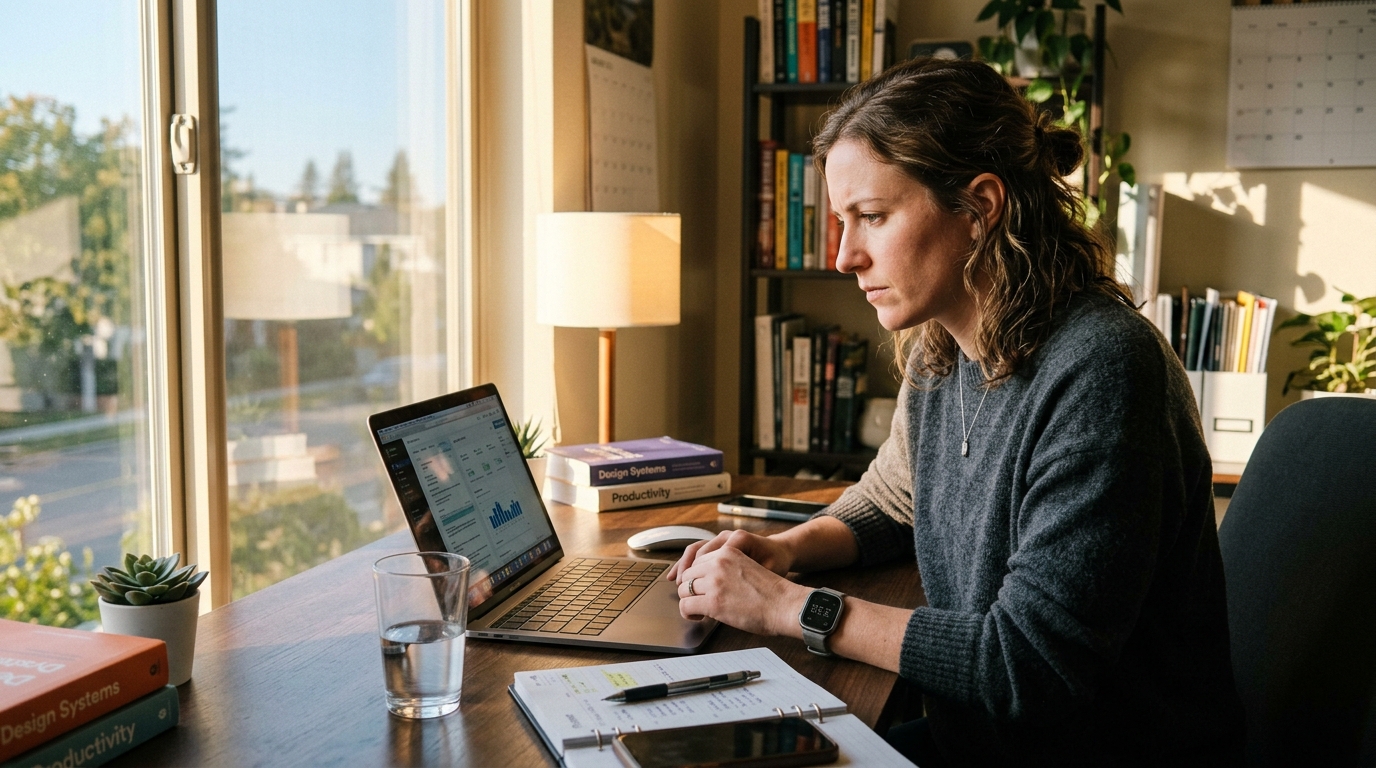 woman focused work afternoon sustained energy