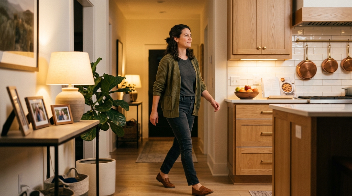 woman confident walk home evening metabolic balance