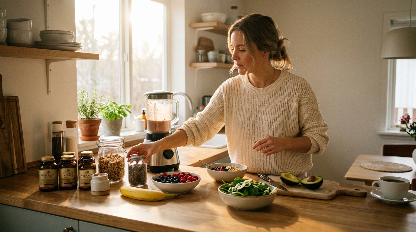 woman preparing healthy breakfast morning routine