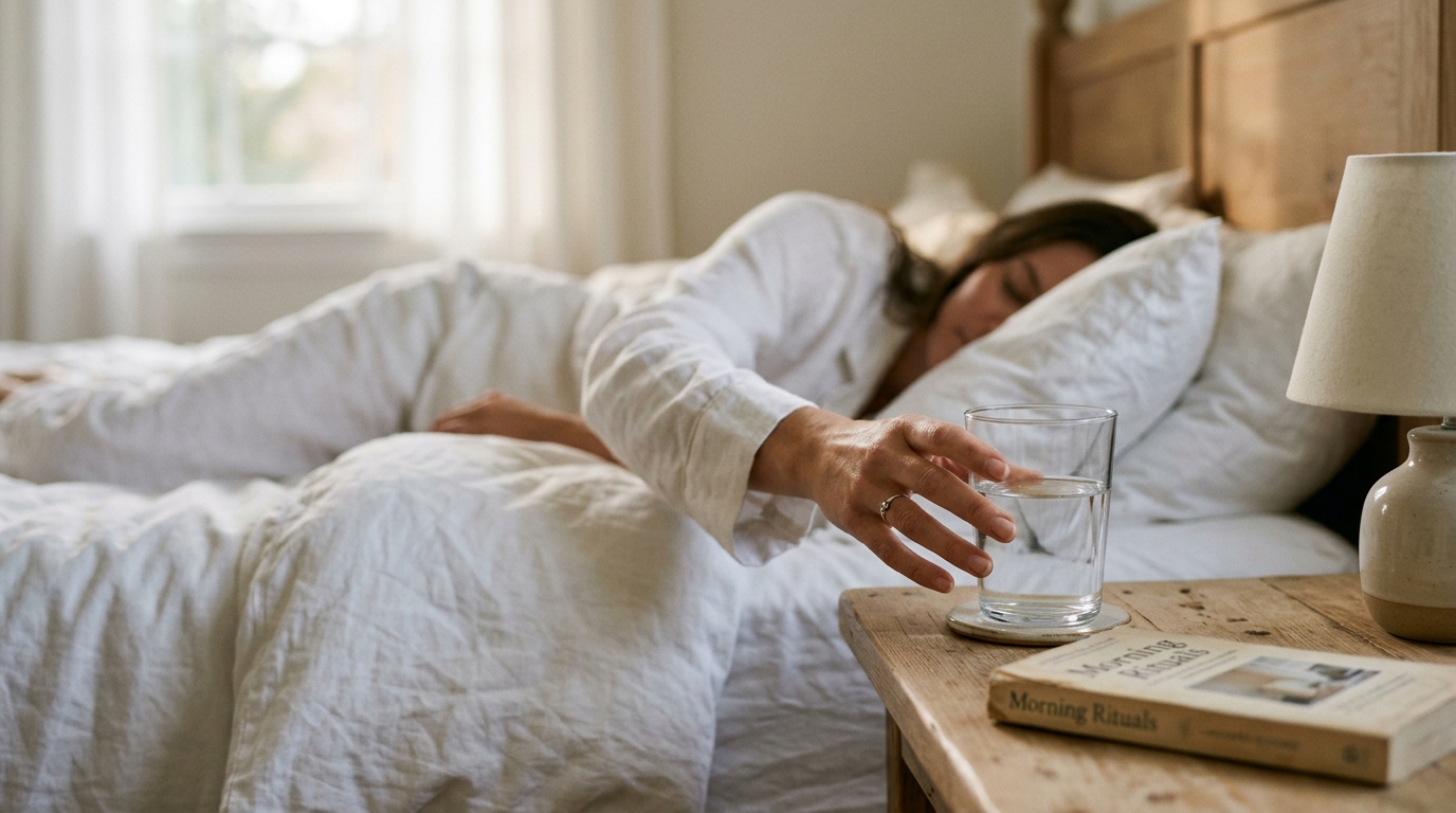 woman establishing simple morning routine