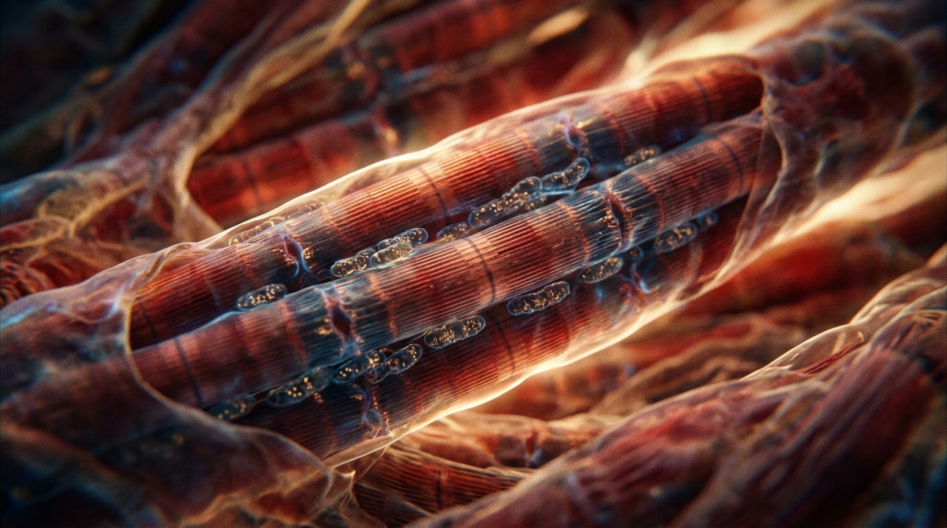 Close up macro view of muscle fiber cellular structure