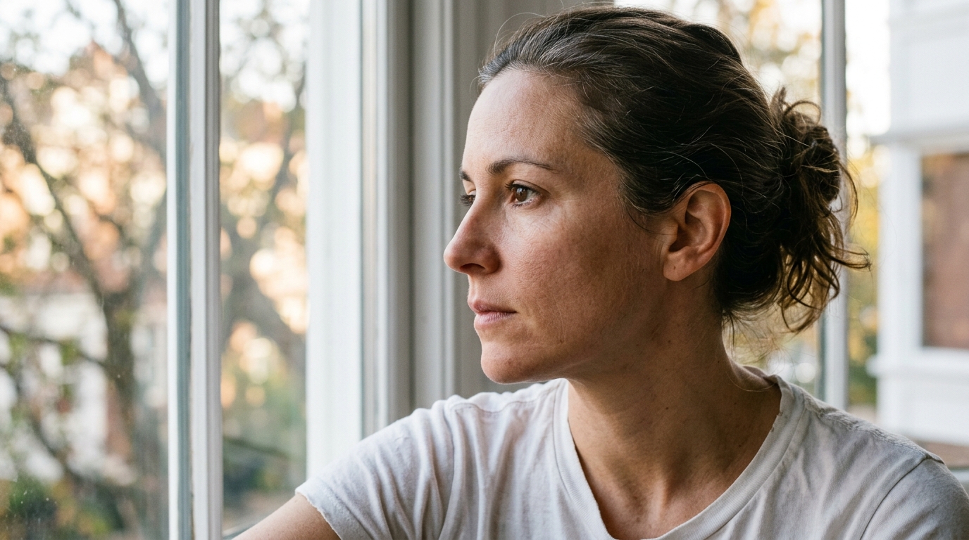 woman profile showing natural skin in afternoon light