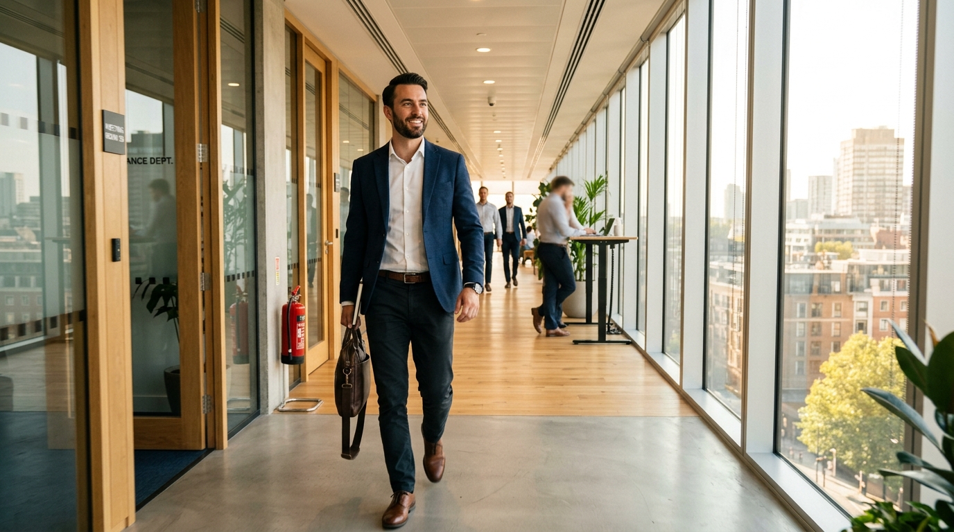 Man walking with sustained afternoon energy