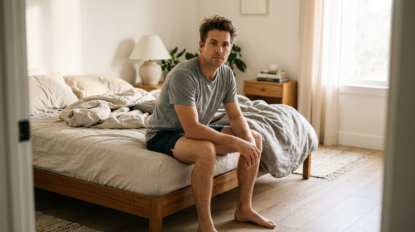 Man alert and clear immediately upon waking
