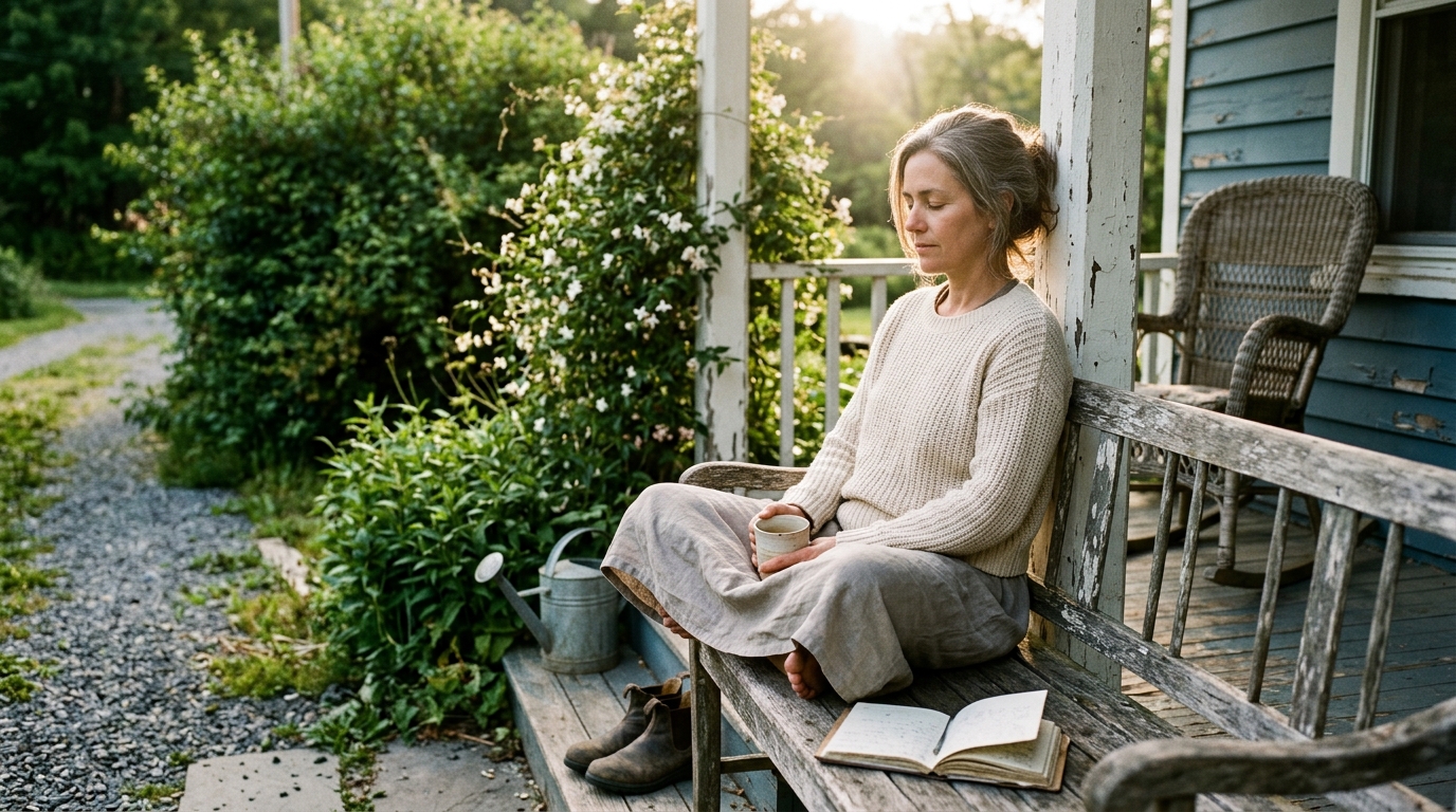 woman completely present and settled in her body