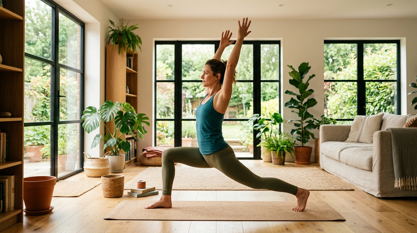 Woman practicing yoga with sustainable energy