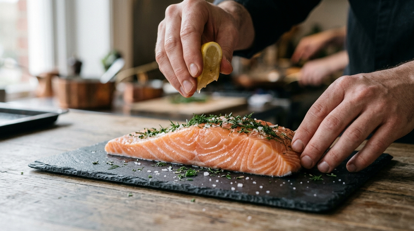 fresh salmon preparation for omega-3 nutrition