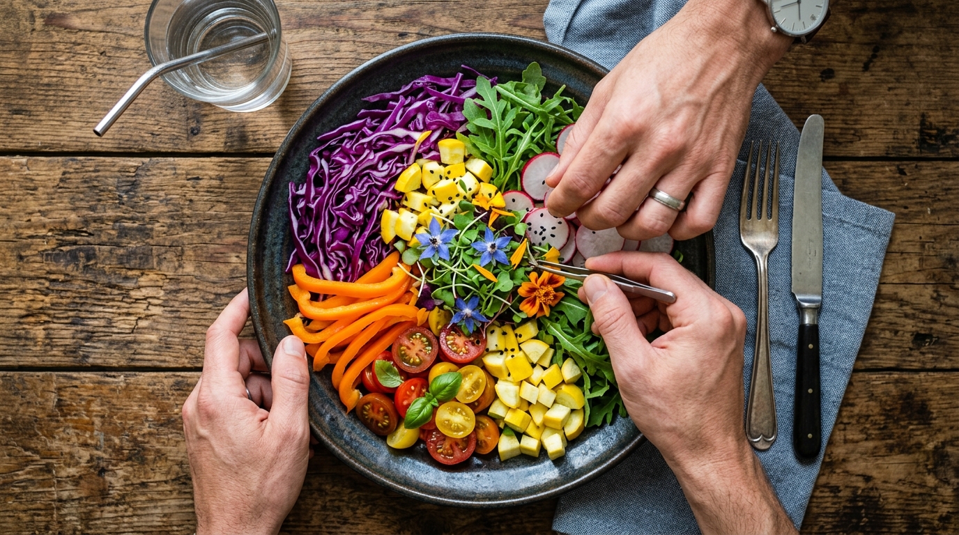 colorful rainbow salad weekend antioxidant nutrition