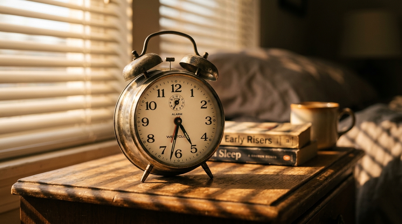 alarm clock in early morning light showing disrupted sleep