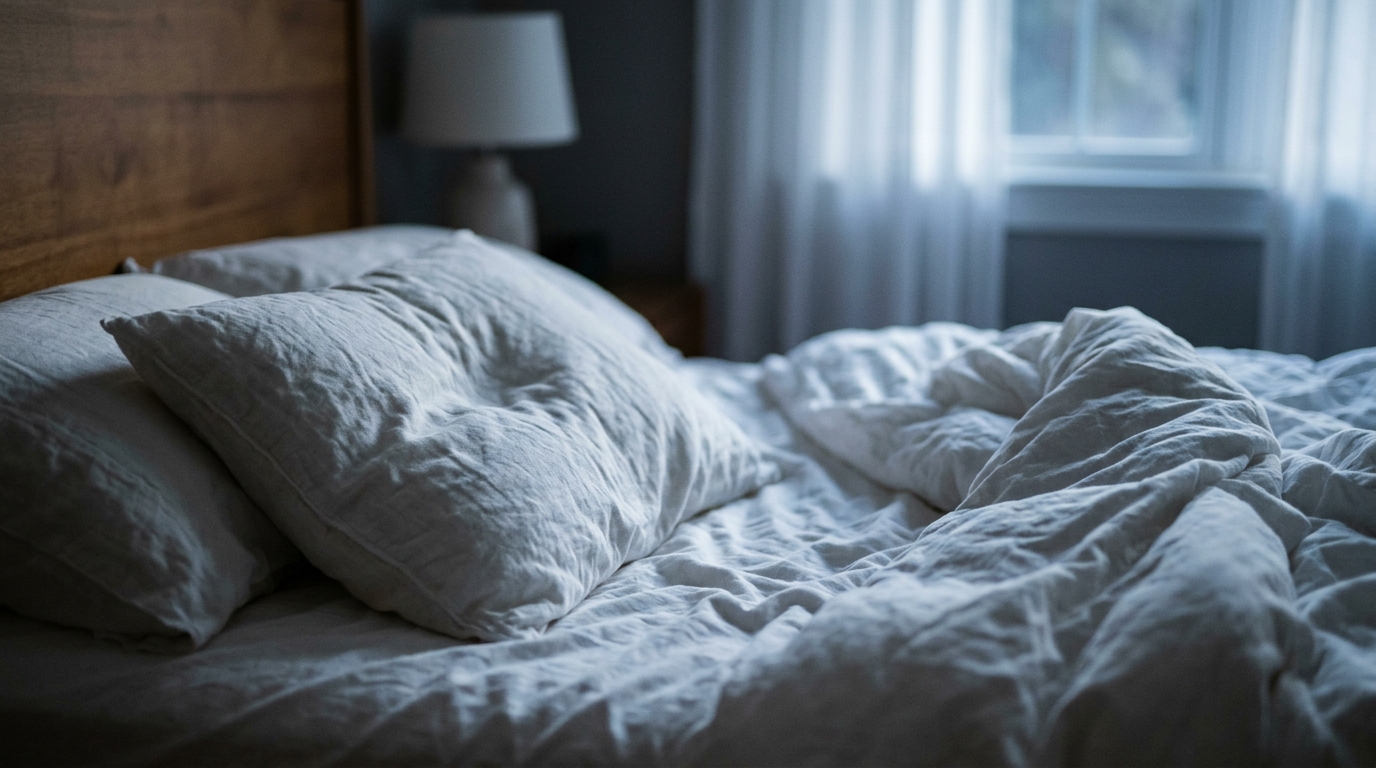 peaceful bedding in moonlight suggesting deep sleep