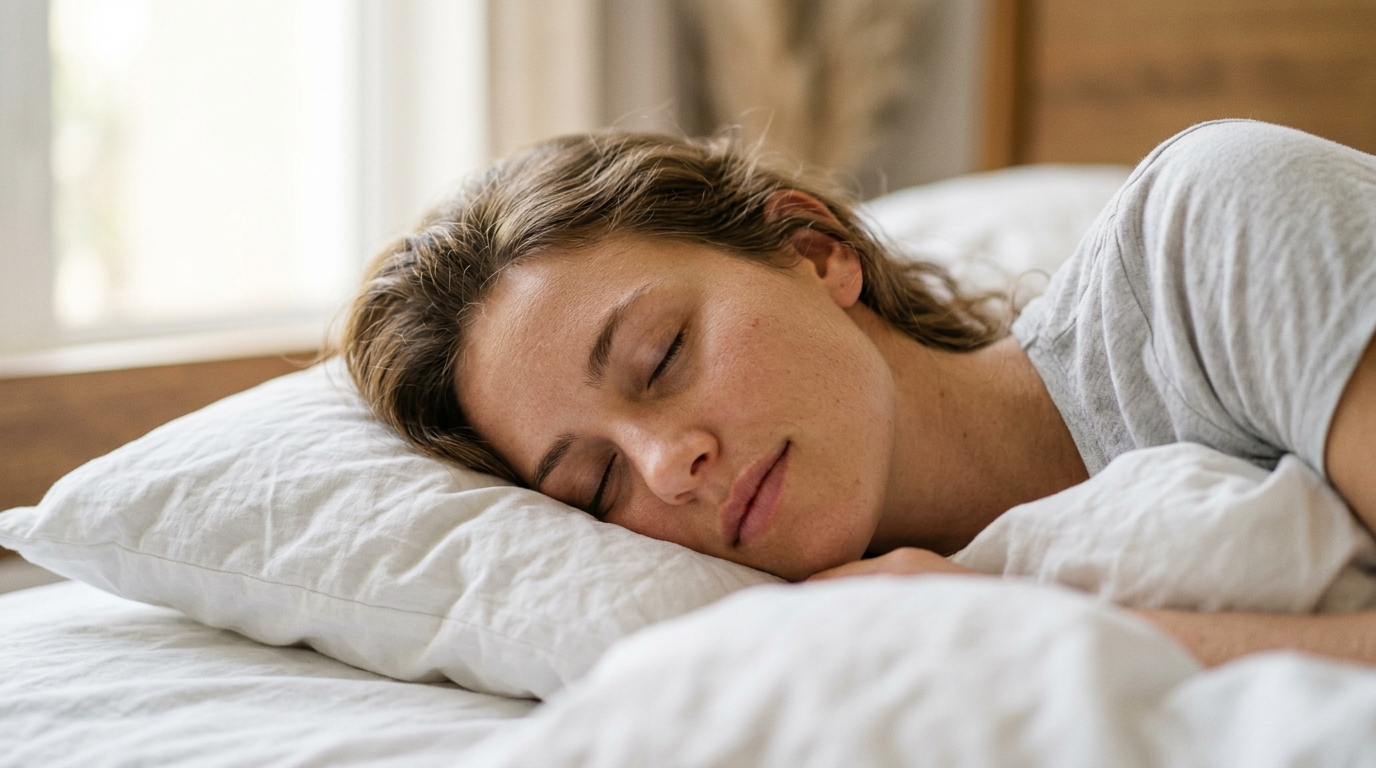 peaceful woman sleeping showing subtle positive changes