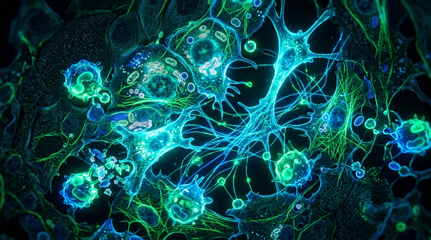 microscopic view of cells in repair process