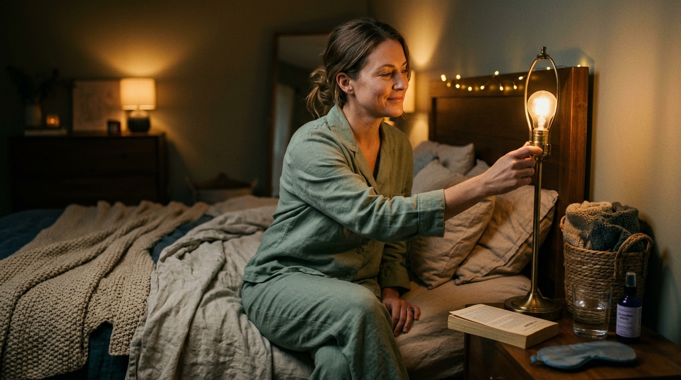 woman preparing for bed with peaceful confidence