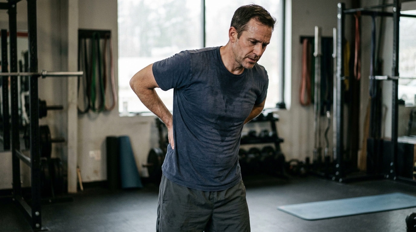 middle aged man stretching workout recovery fatigue