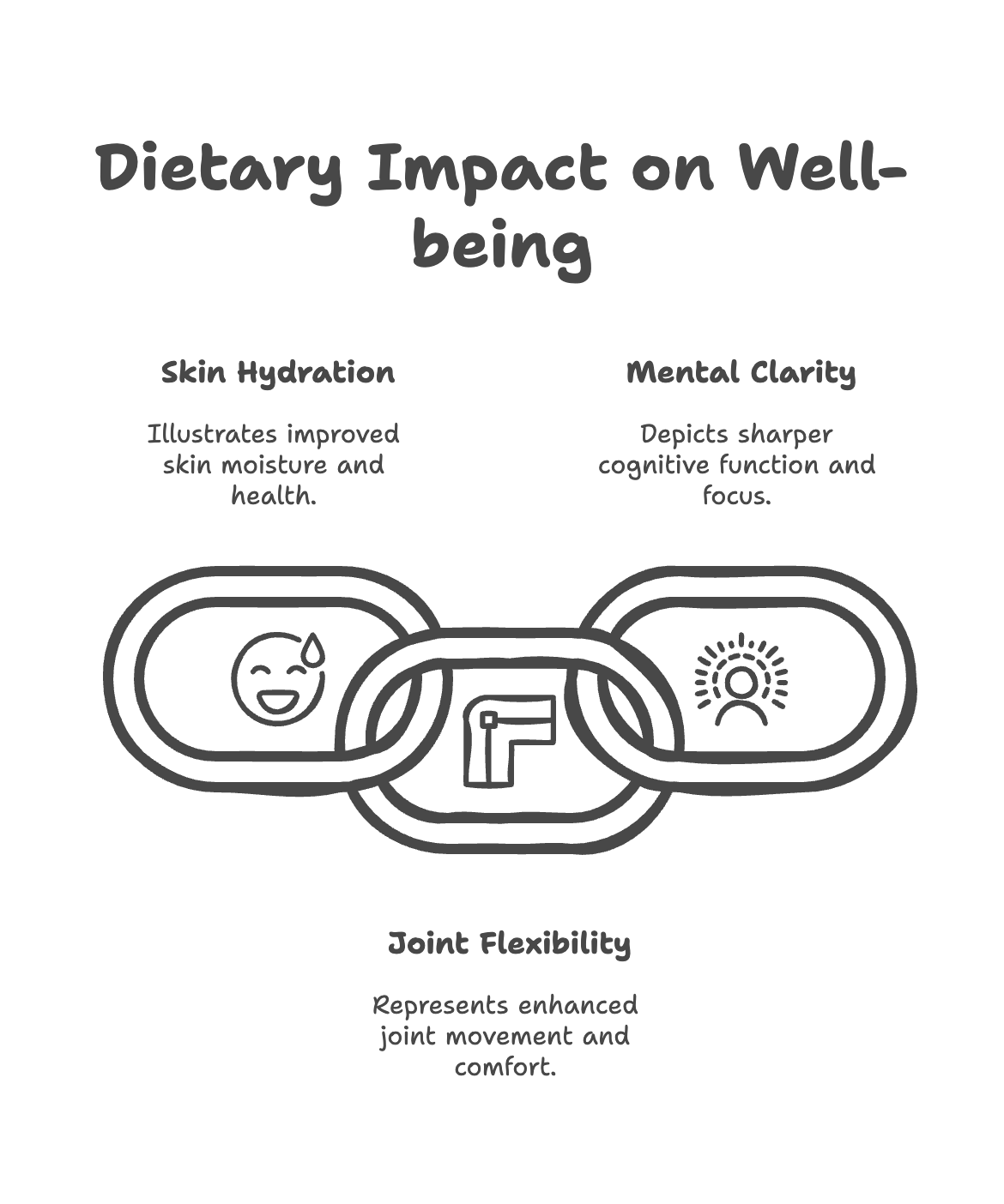 Icons showing improvements in skin, joints, and mental clarity.