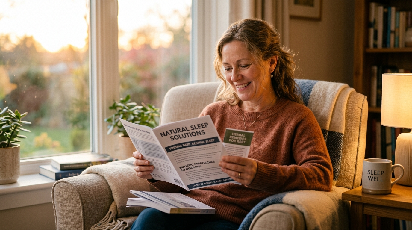 woman reading evening light sleep information discovery