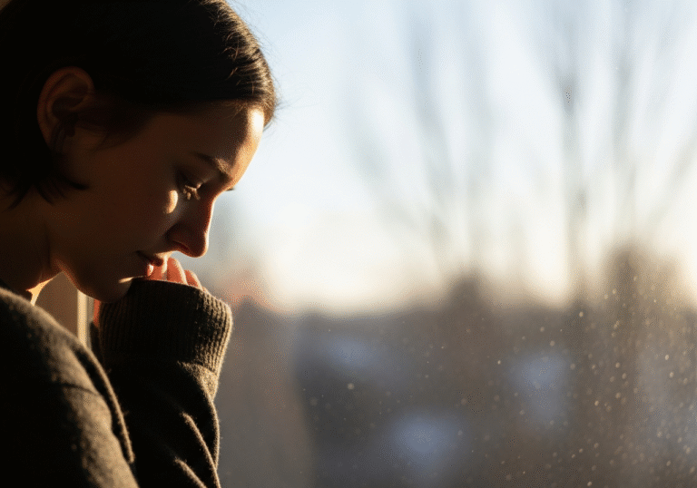 A calm winter-lit exhale by the window, clarity settling in