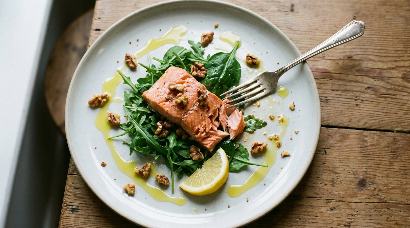 Simple omega-3 rich meal in natural light