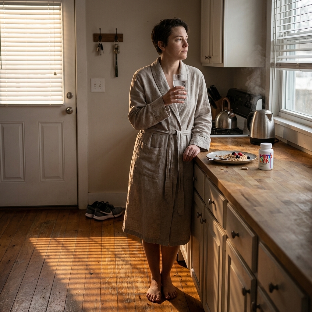 MitoLyn on a breakfast counter in soft morning light