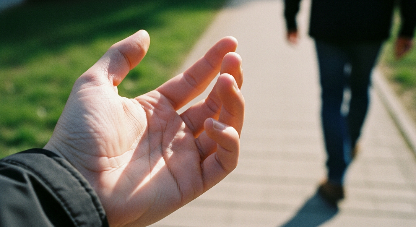 Relaxed hand during an easy sidewalk walk