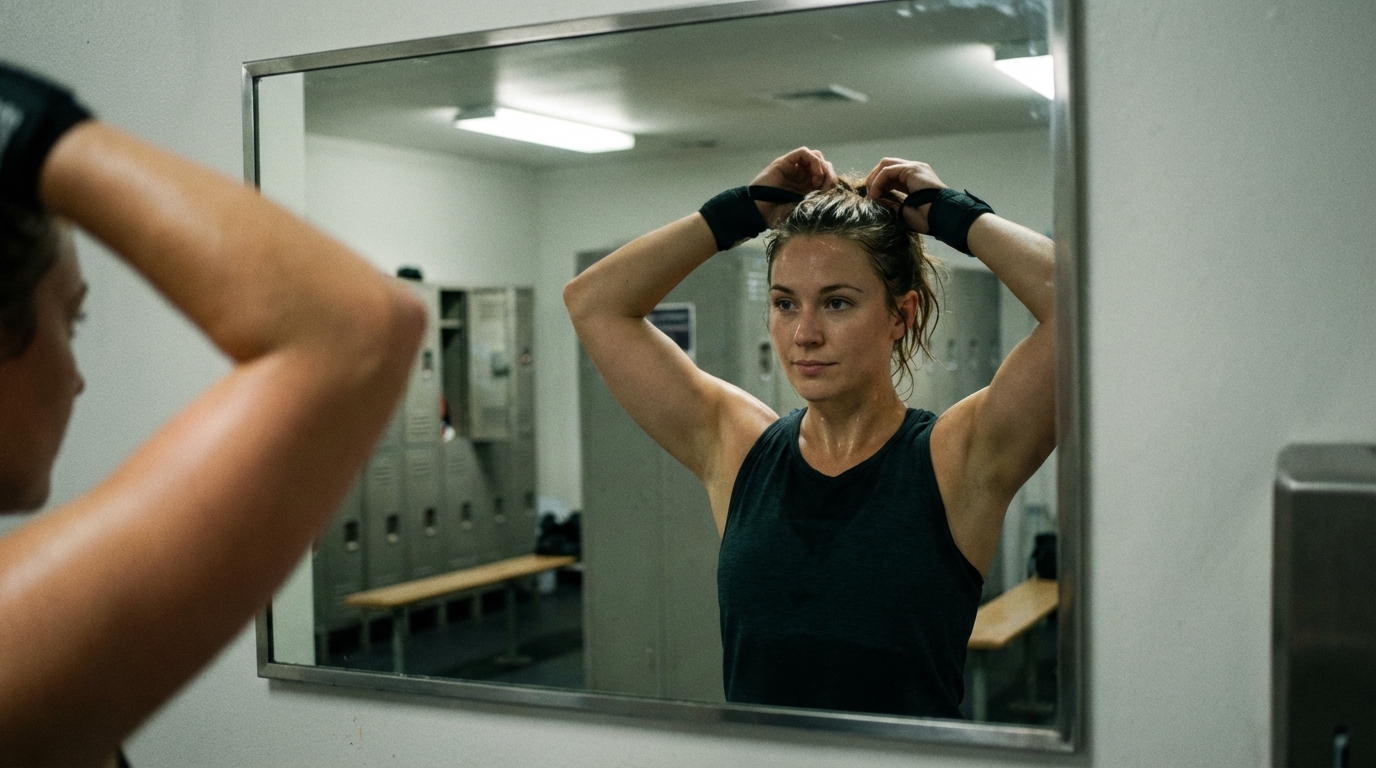 Quiet confidence returning before a workout