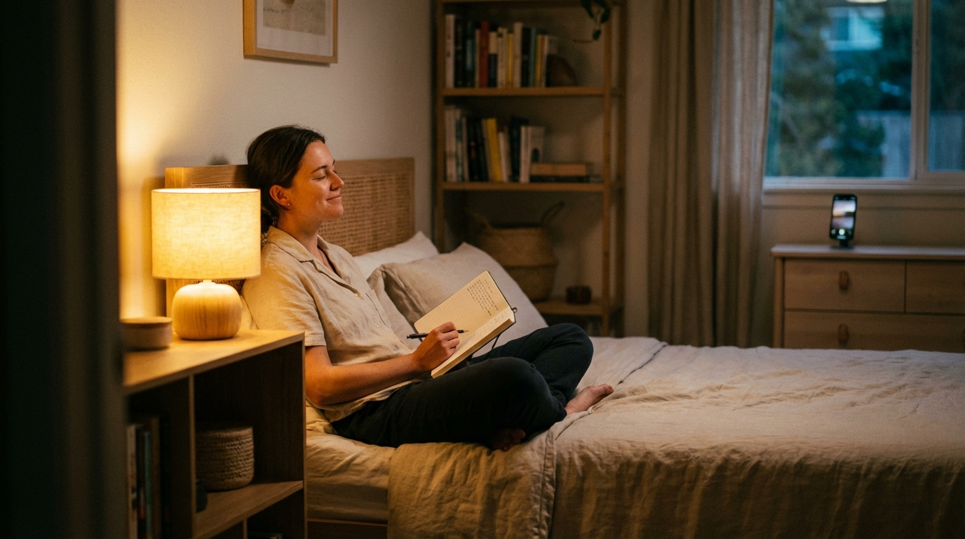 A calm journaling moment after feeling worn down