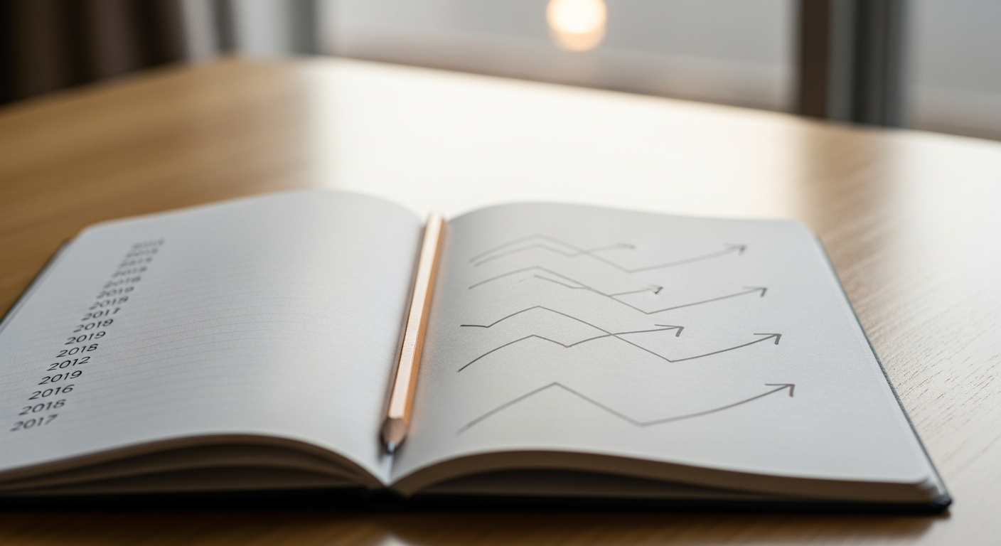 Notebook showing simple health trends by date