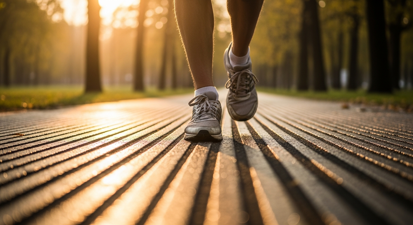 Low-angle shoes gliding along a smooth path at golden hour