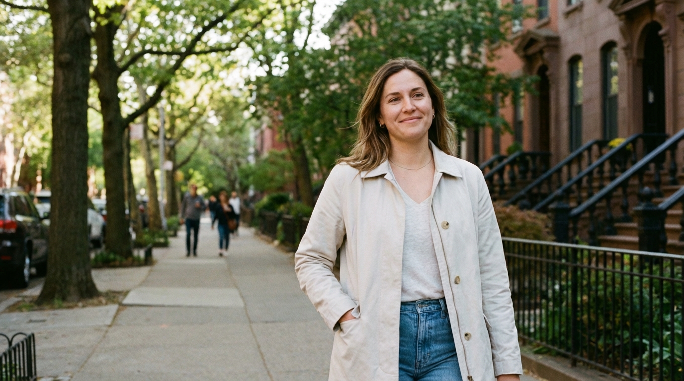 Woman taking a calm walk outdoors in daylight