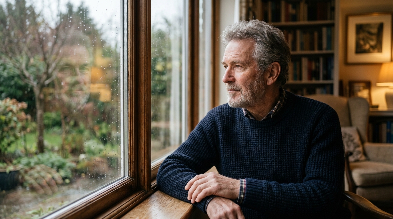 thoughtful man reflecting on lessons learned