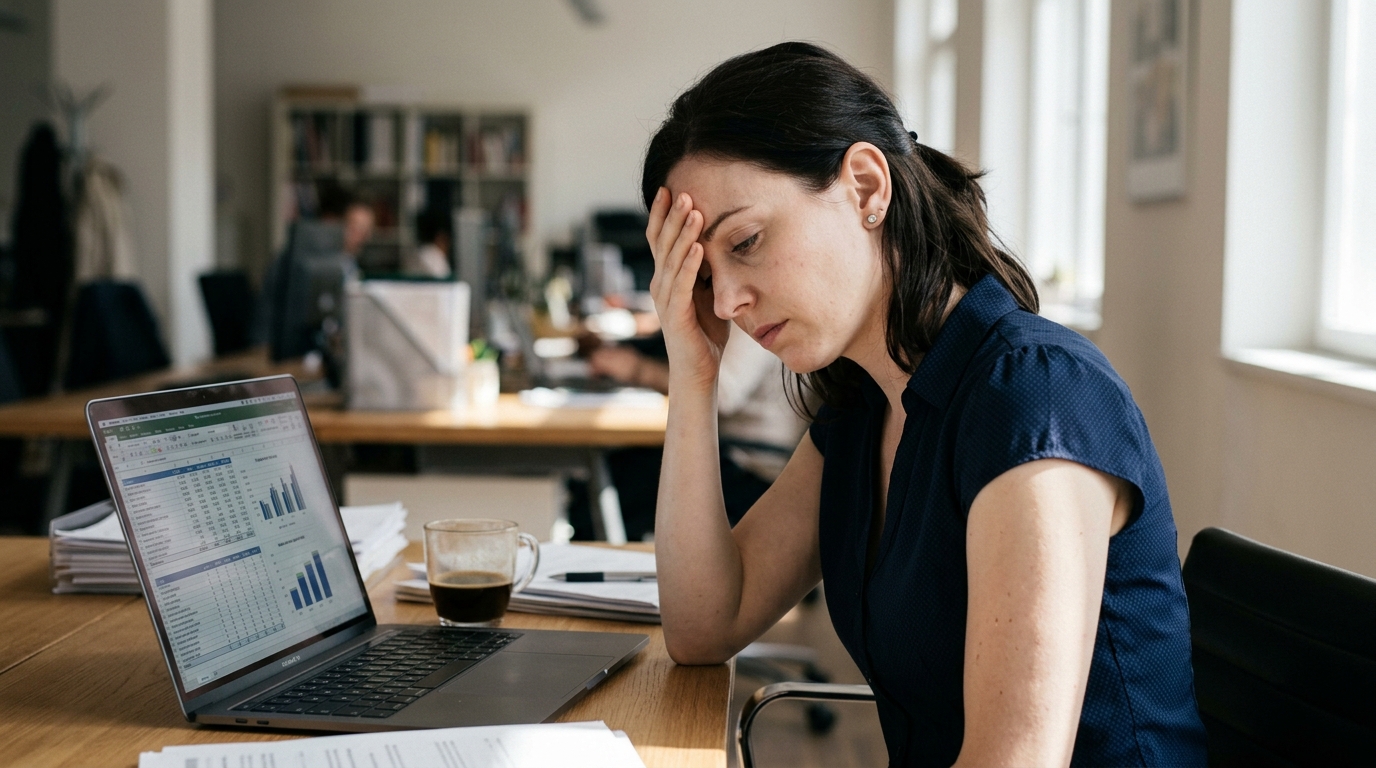 woman experiencing afternoon fatigue at desk