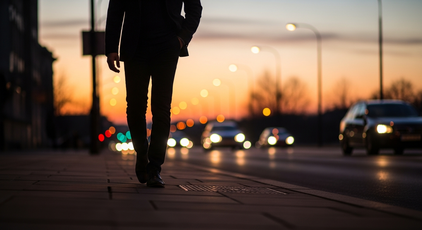 Evening walk under warm sky