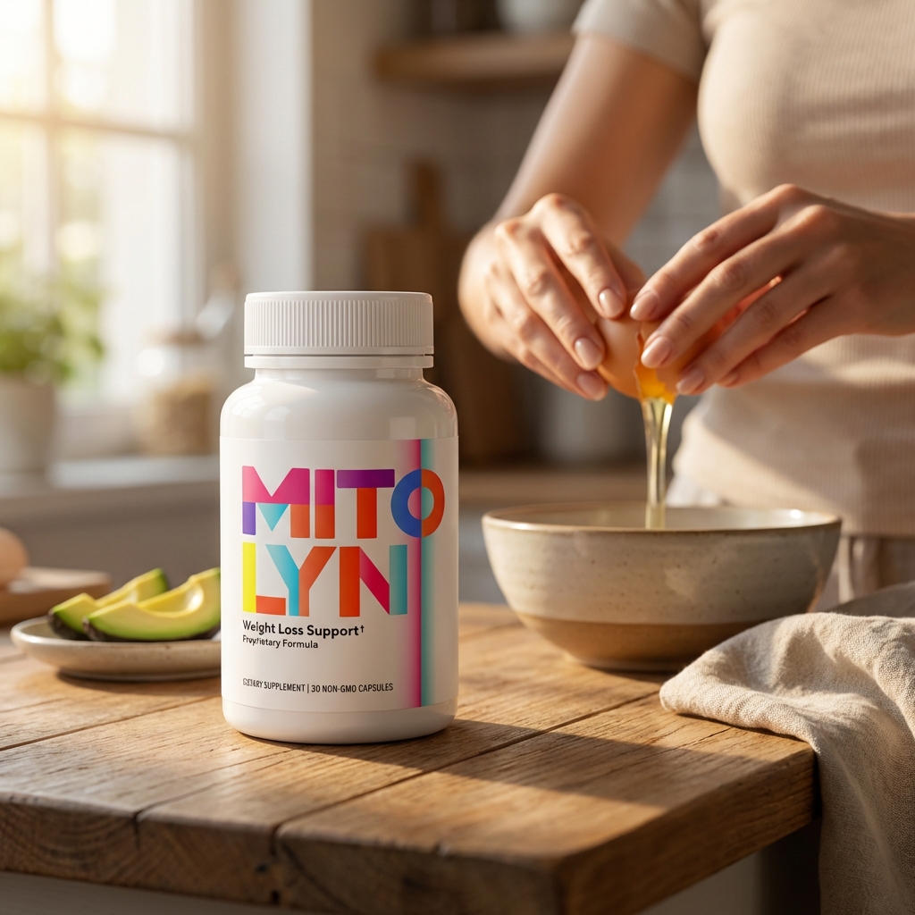 Mitolyn bottle on kitchen counter in warm morning light