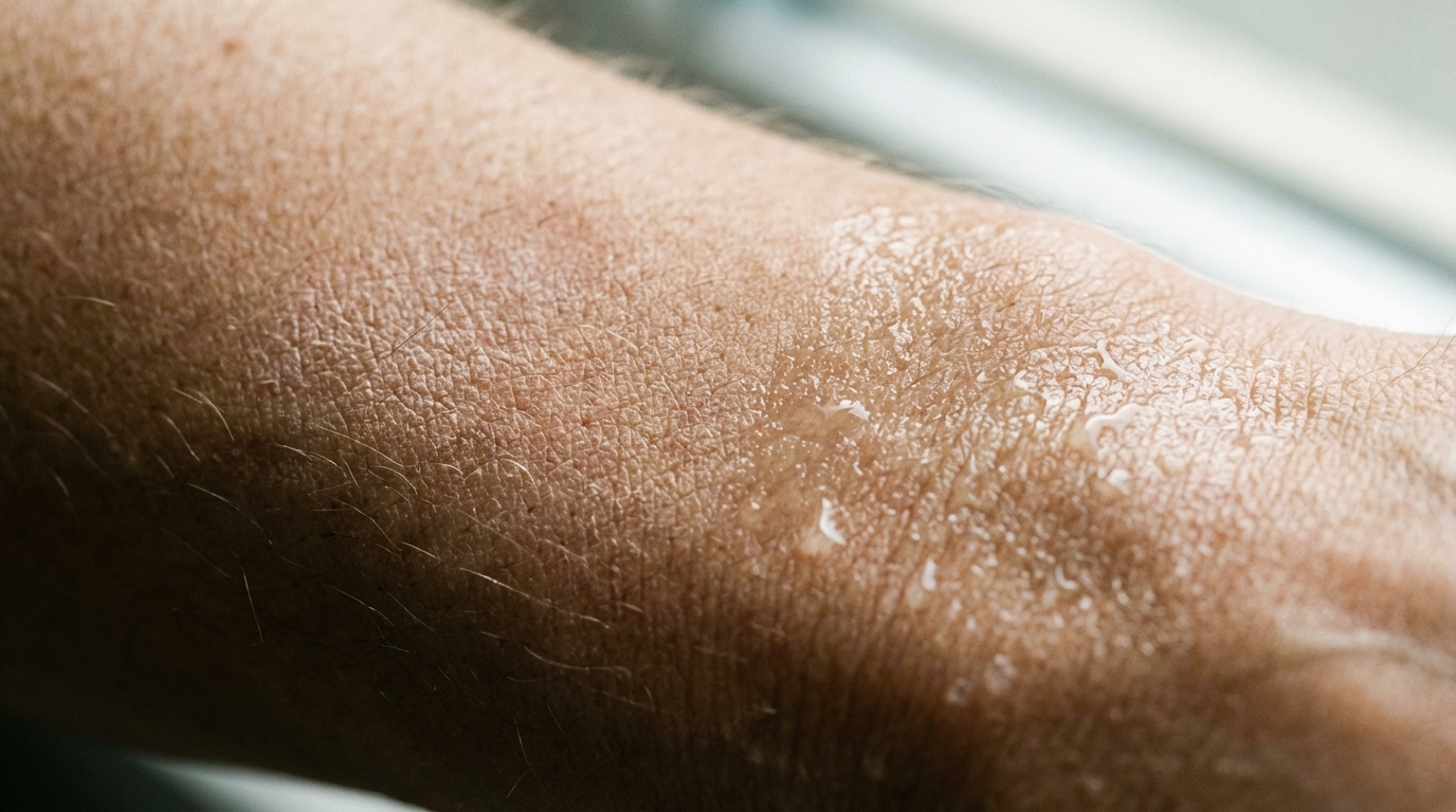 Close-up of skin texture in soft natural light