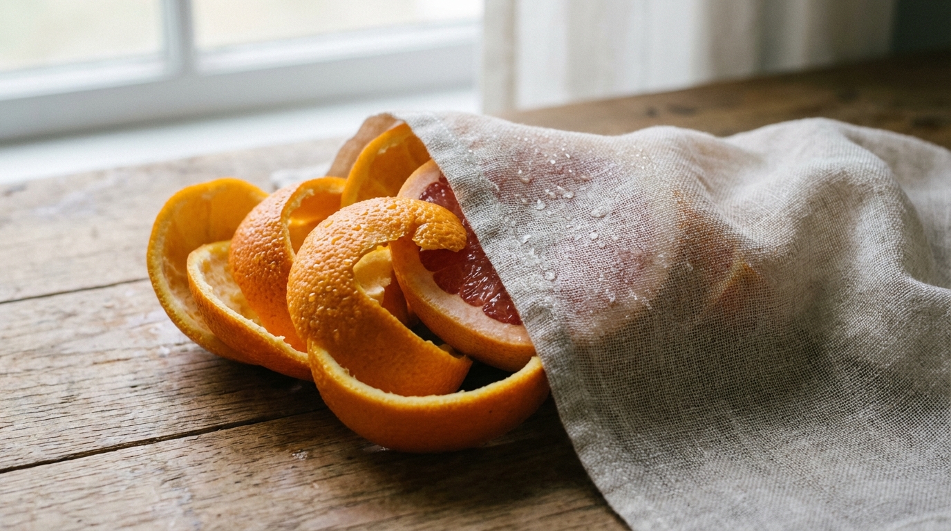 Minimal still life symbolizing gut and skin connection