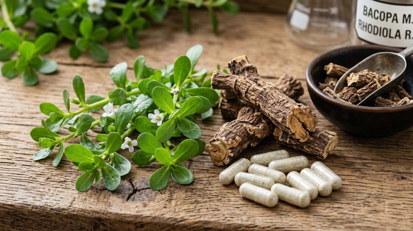 Bacopa and Rhodiola botanicals with supplements