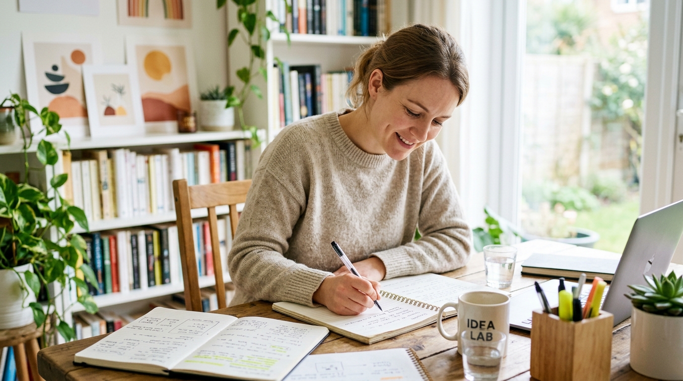 Woman writing with restored mental clarity