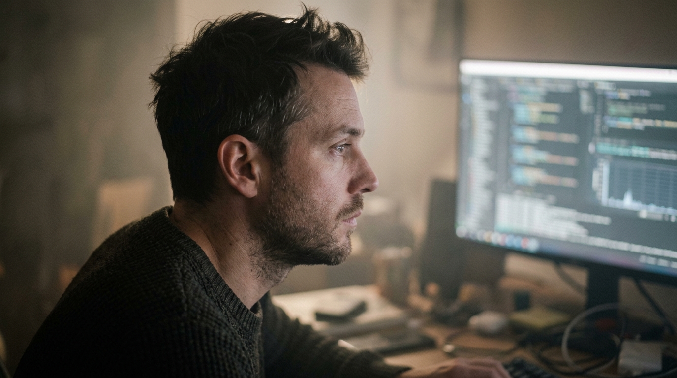 man struggling with mental fog concentration