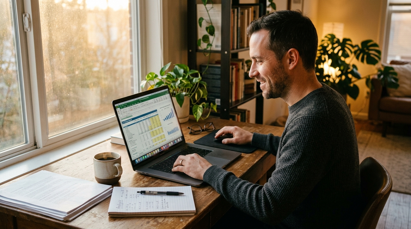 man focused intently on detailed work