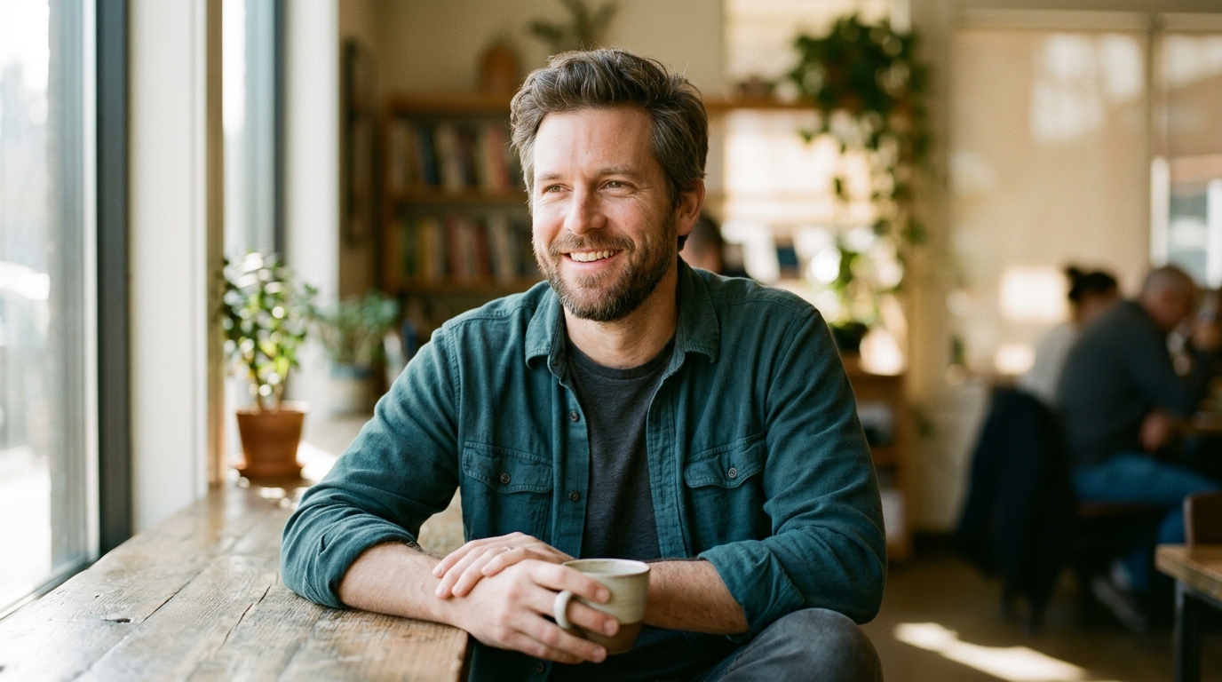 man with authentic natural expression