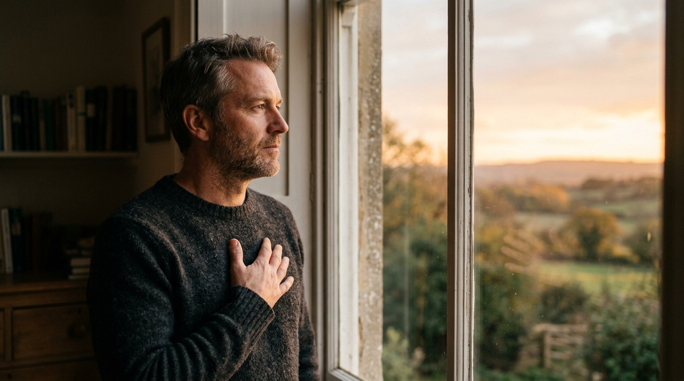 man in quiet contemplative moment