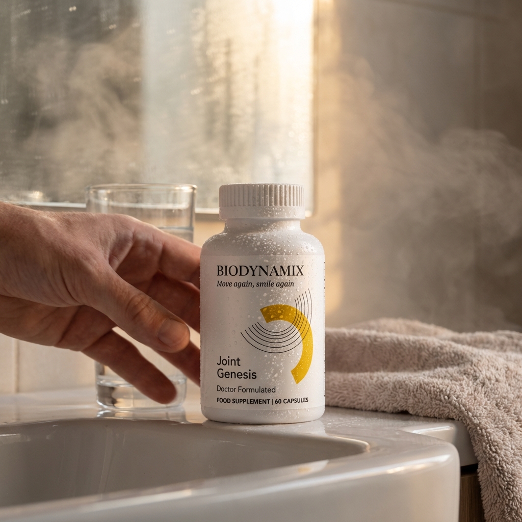 Joint Genesis on sink beside water in steamy morning light