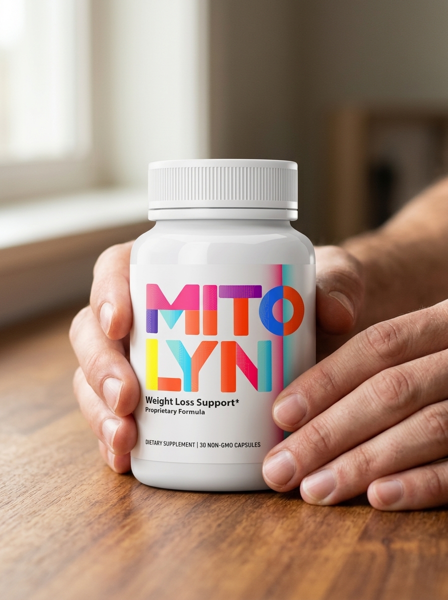 Mitolyn mitochondrial support supplement bottle in hands