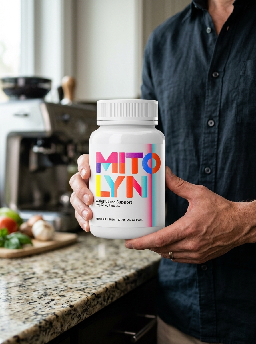 Mitolyn mitochondrial support supplement bottle hands