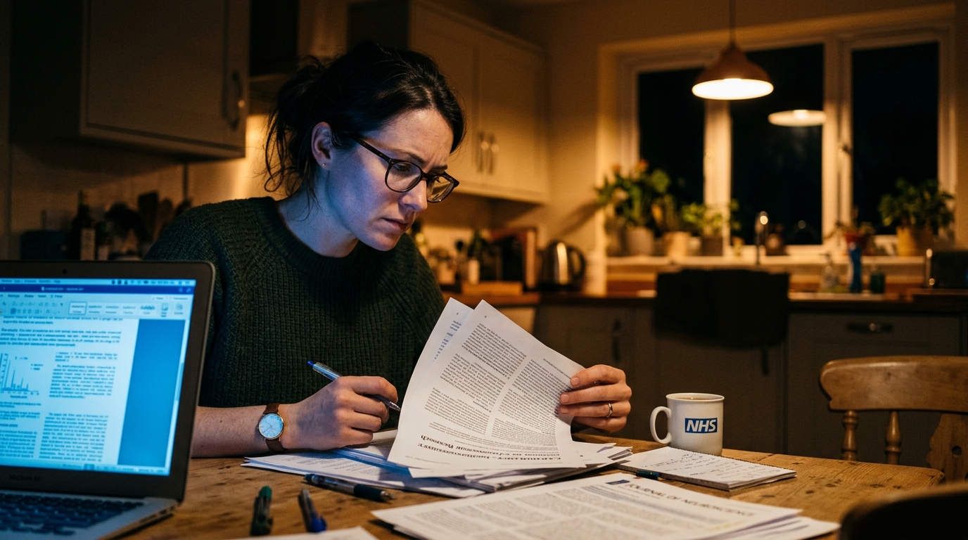 woman researching cellular health and hormones