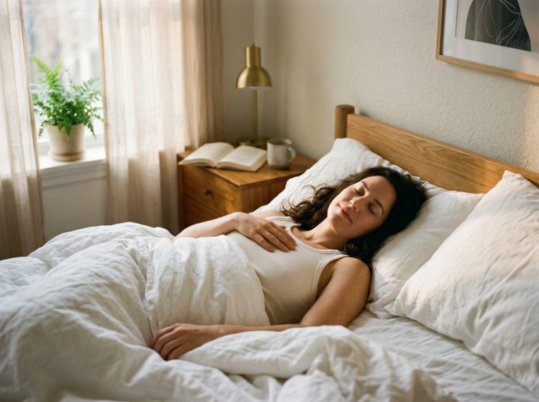 woman resting peacefully in soft morning light